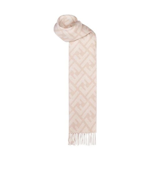 Fendi Pink Ff Motif Fringed Scarf