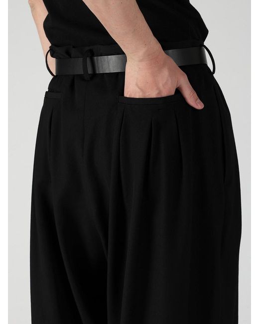 Yohji Yamamoto Black Wool Gabardine 12Tucks Pants for men