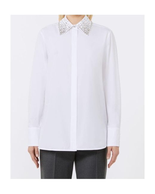 Max Mara White Studio Staffa Embellished Long-Sleeved Shirt