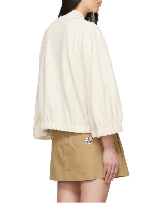 Moncler White 2-In-1 Bouclé Zip-Up Cardigan
