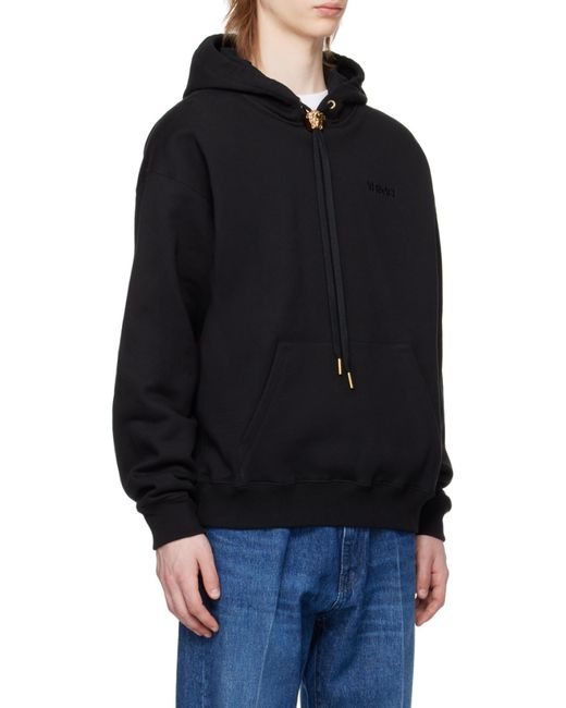 Versace Black Medusa Head Detailed Drawstring Hoodie for men