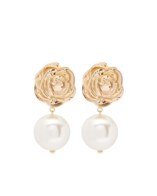 Magda Butrym White Faux Pearl-Plated Drop Earrings