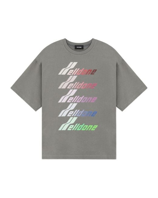 we11done Gray Multi Logo Print T-Shirt for men