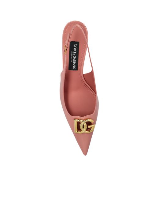 Dolce & Gabbana Pink Dg Plaque Slingback Pumps
