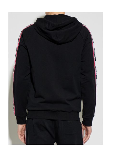 Moschino Blue Logo Tape Zip Hoodie for men