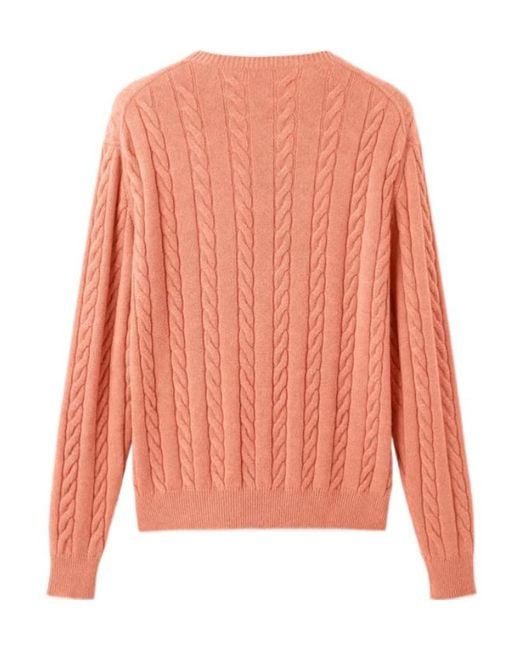 Loro Piana Pink Cedar Cable-Knit Crew Jumper for men