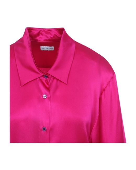 Dries Van Noten Pink Clea Relaxed Satin Shirt