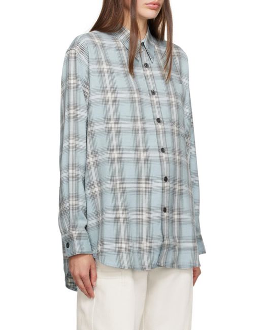 AMI Blue Checked Long-Sleeved Shirt for men