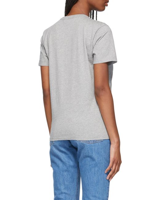 Maison Kitsuné Gray Fox Embroidery T-Shirt