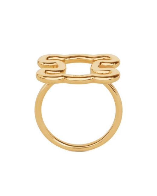 Celine Triomphe Frame Large Ring in Metallic | Lyst