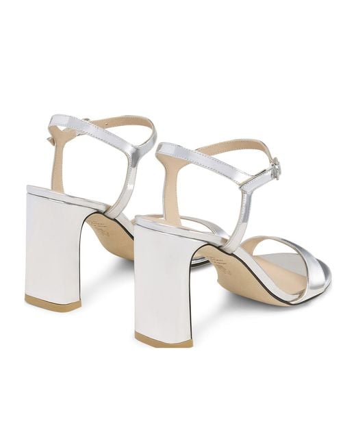 Stuart Weitzman White Round-Toe High-Heeled Sandals