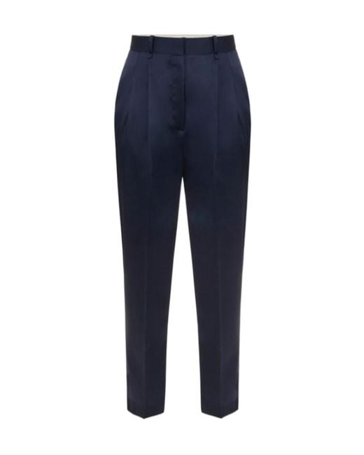 Elisabetta Franchi Blue Stretch Satin Trousers