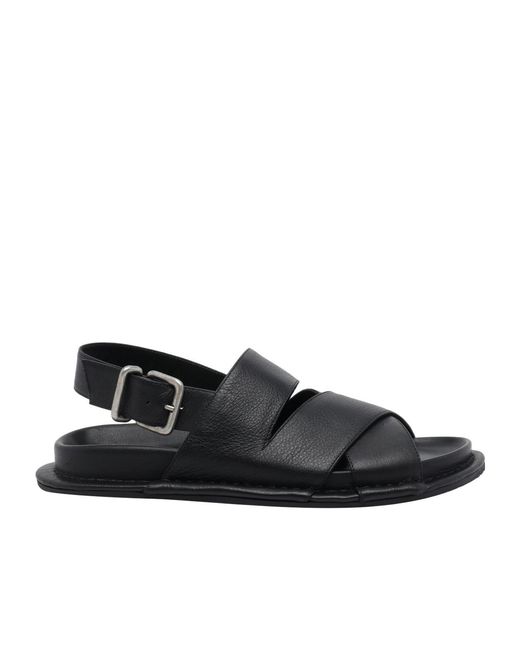 Vic Matié Black Travel Low Buckle-Fastening Sandals