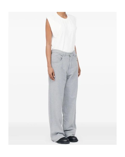 MM6 by Maison Margiela Gray Button Detailed Raw-Hem Pants