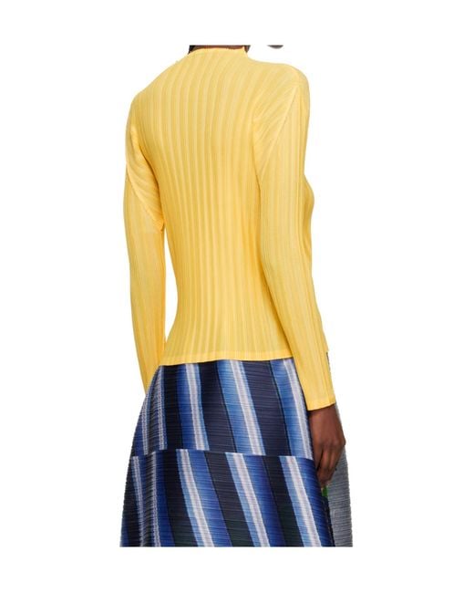 Pleats Please Issey Miyake Yellow Rib Pleats January Knitwear