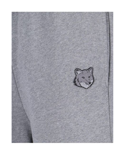 Maison Kitsuné Gray Maison Kitsuné Bold Fox Head Patch Relaxed Jogger Pants for men