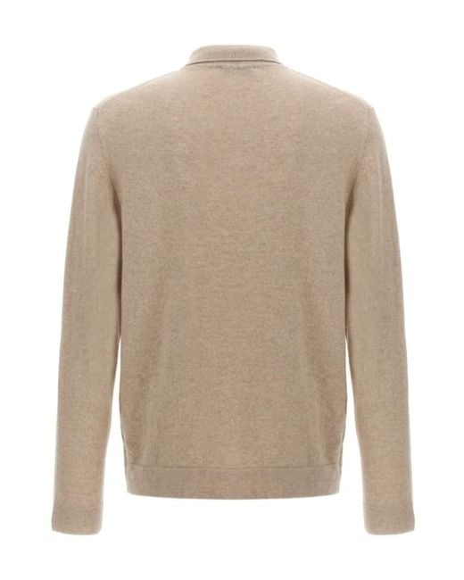Zanone Natural Long-Sleeved Fine-Knit Polo Shirt for men