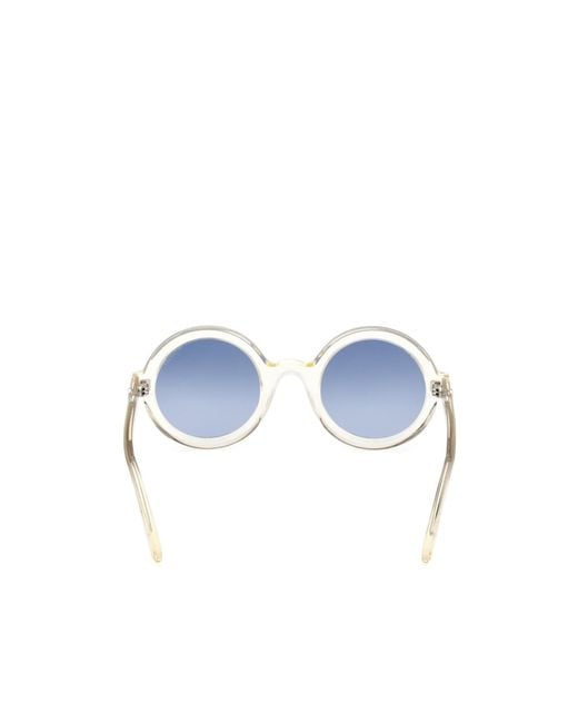 Moncler Blue Eyewear Round Frame Sunglasses