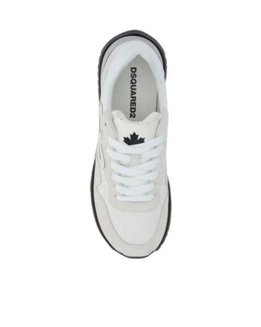 DSquared² White Logo-Patch Low-Top Sneakers