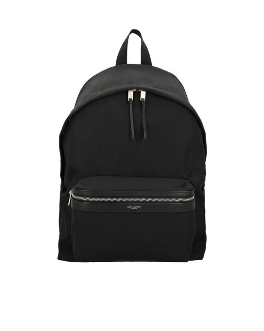 Saint Laurent Black Logo Stamp Zip-Up Backpack for men