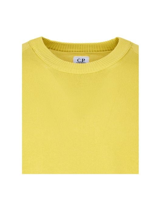 C P Company Yellow Crewneck Lens Jumper for men