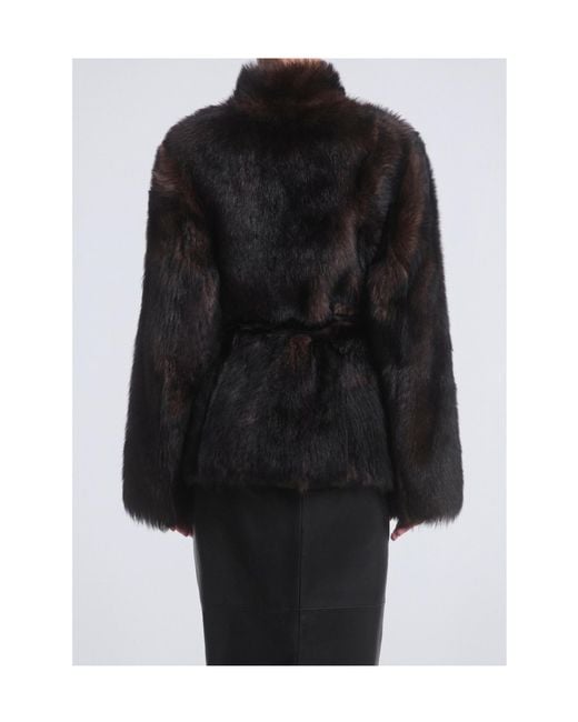 Nour Hammour Black Elsa Ladylike Shearling Coat