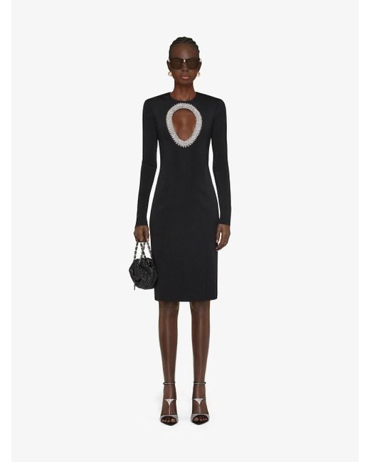 Givenchy Black Pear-Embroidered Midi Dress