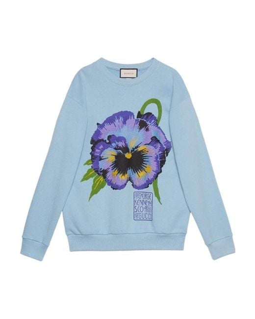 Gucci Blue X Ken Scott Floral-Print Sweatshirt