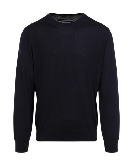 Zegna Blue Long Sleeved Jumper for men
