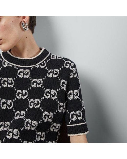 Gucci Black Gg Wool Bouclé Jacquard Top