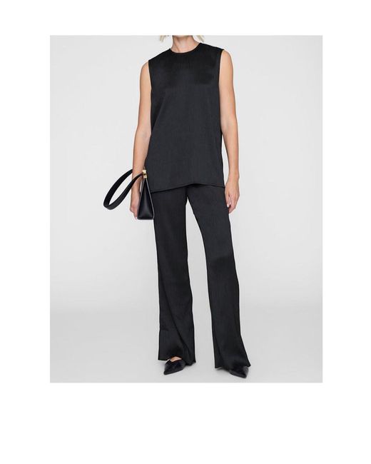 Anine Bing Black Malia Crinkled Sleeveless Top