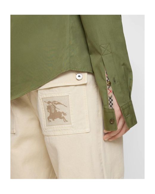 Burberry Green Regular Fit Cotton Poplin Shirt for men