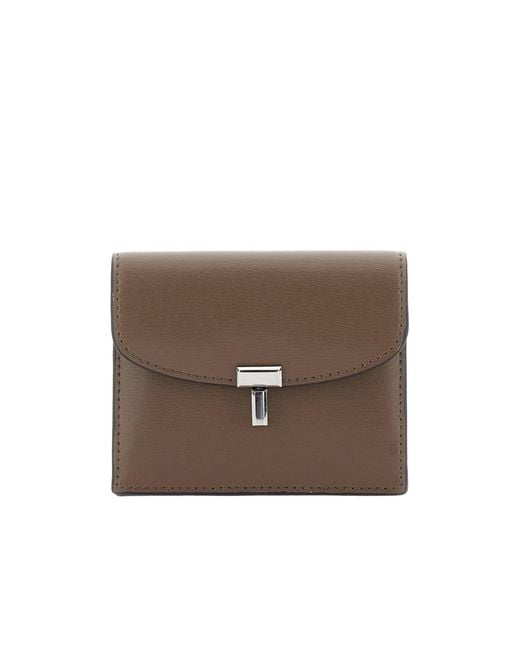 Totême Brown T-Lock Leather Wallet