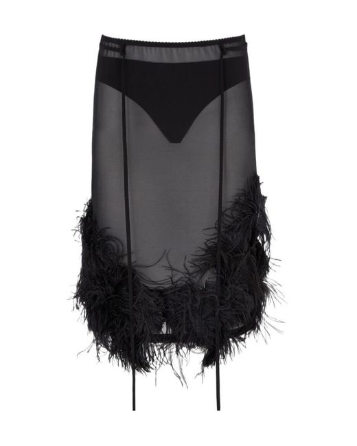 The Attico Black The Embroidered Midi Skirt