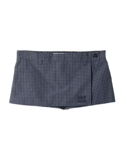 Miu Miu Blue Check-Pattern Skorts