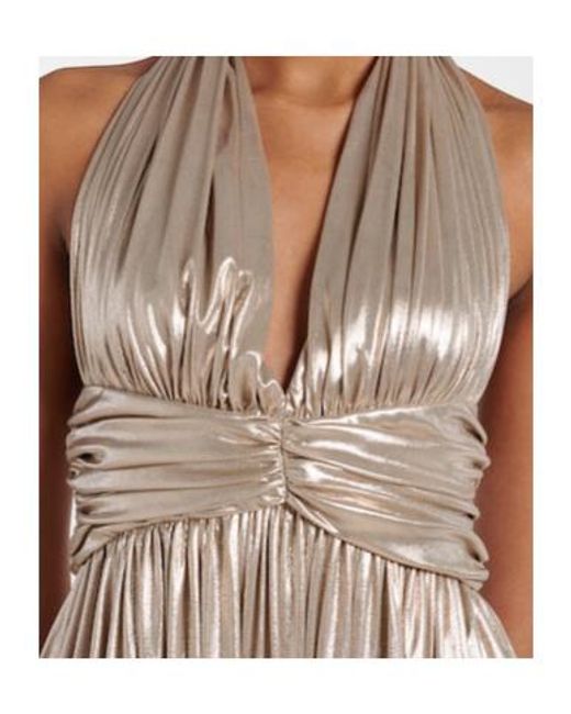 Giambattista Valli Natural Halterneck Open-Back Lamé Jersey Gown