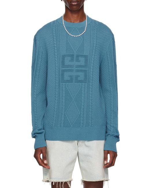Givenchy Blue 4G Cotton Jumper for men
