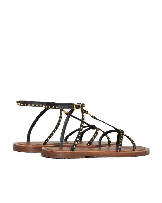 Céline Brown Taillat Flat Sandal With Studs