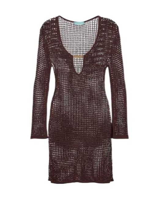 Melissa Odabash Brown Ellis Keyhole Scalloped Minidress