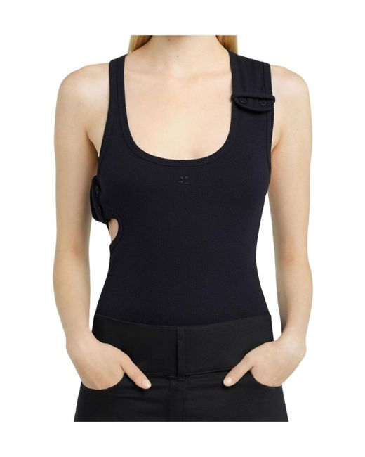 Courreges Black Courrèges 90's Ribbed Cut-Out Detailed Tank Top