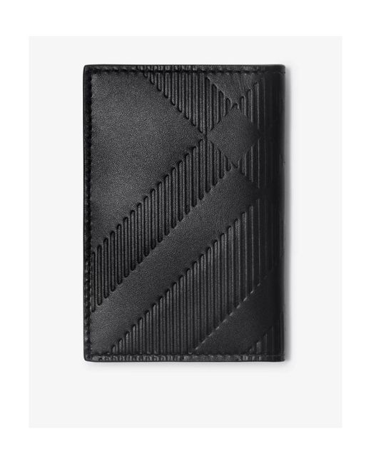 Burberry Black Check Embossed Card Holder for men
