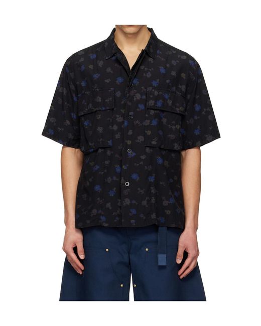 Sacai Blue Floral Print Shirt for men