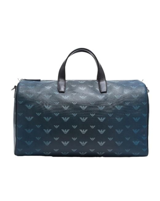Emporio Armani Blue Monogram Logo Duffle Bag for men