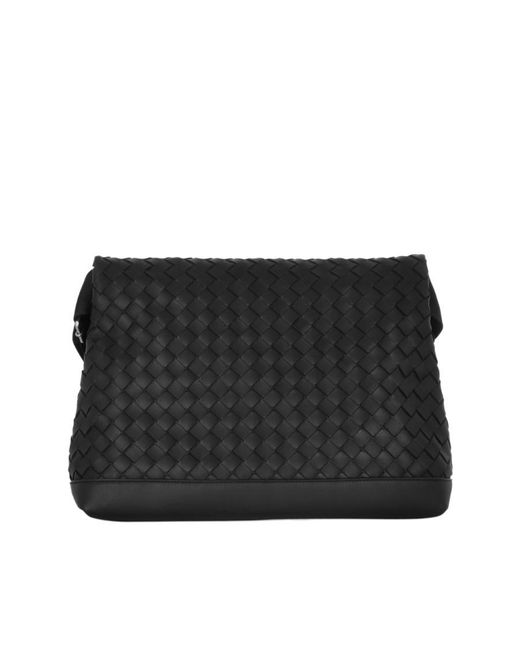 Bottega Veneta Black Large Intrecciato Messenger Bag for men
