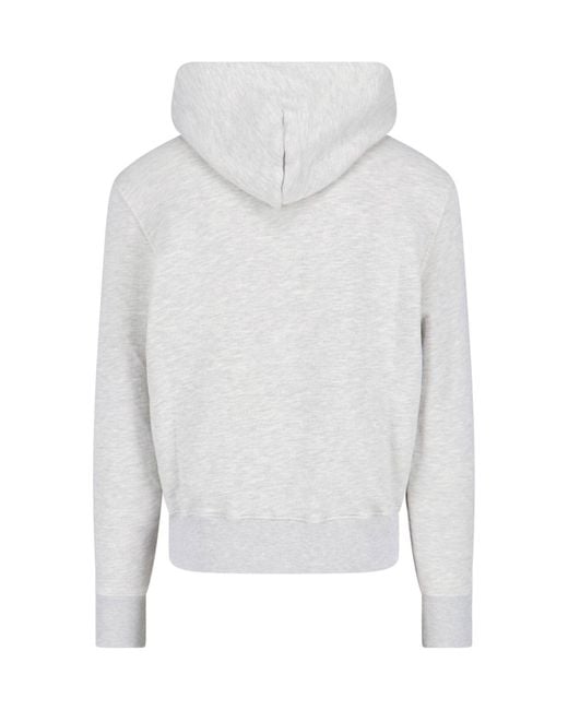 Autry Gray Logo Embroidered Drawstring Hoodie for men