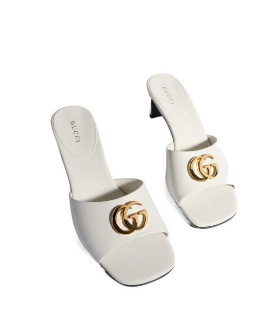 Gucci White Double G Slide Sandals