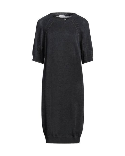 Brunello Cucinelli Black Minimalist Solid Color Knit Dress