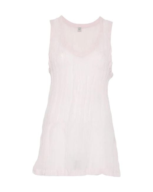 Totême Pink Totême Crinkled Sleeveless Gauze Tank Top