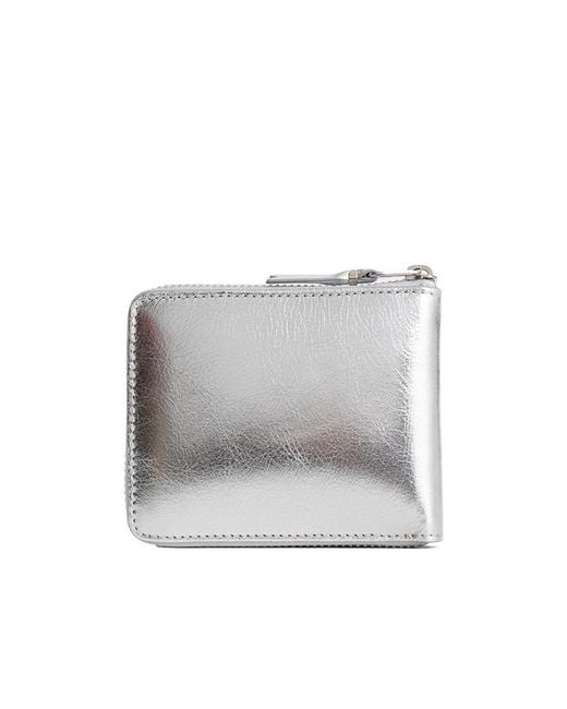 Comme des Garçons Gray Logo Leather Wallet for men