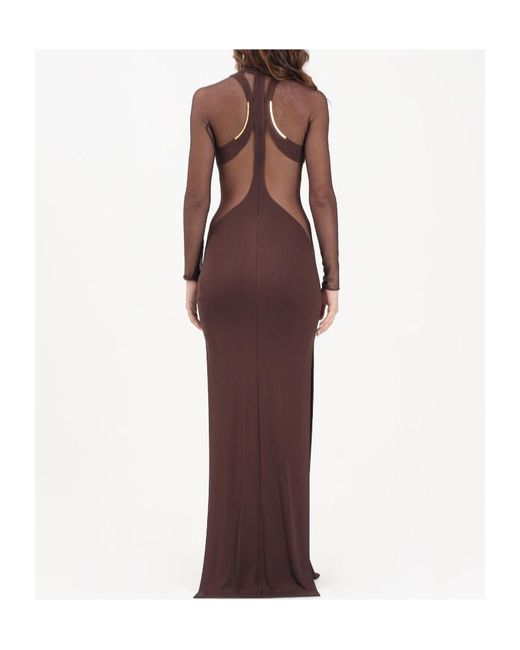 Elisabetta Franchi Purple Sheer Panel Turtleneck Dress